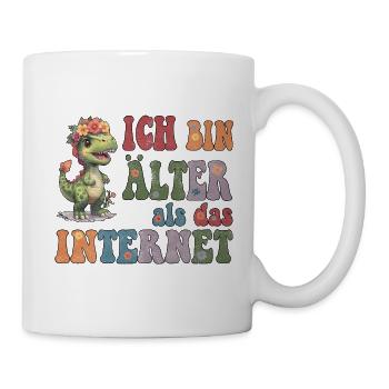 Ich bin älter als das Internet - Hippie Dino  - Tasse - Weiß - Rechts