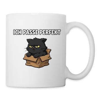 Grimmige Katze im Karton - Tasse - Weiß - Rechts