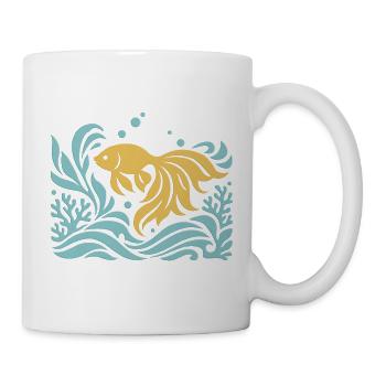 Goldfisch im Meer – Vintage Unterwasser Motiv - Tasse - Weiß - Rechts