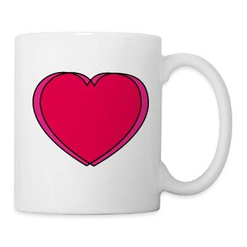 Herzkontrast Pinkes Herzdesign - Tasse - Weiß - Rechts