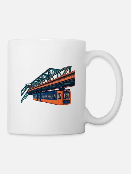 Wuppertaler Schwebebahn Risograph - Tasse - Weiß