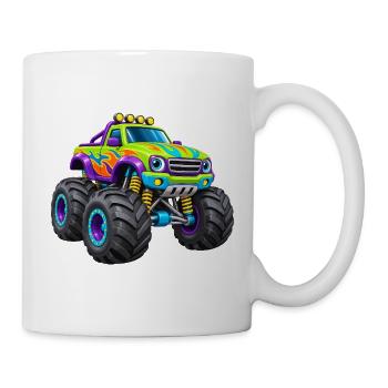 Bunter Monstertruck Flammen-Design - Tasse - Weiß - Rechts