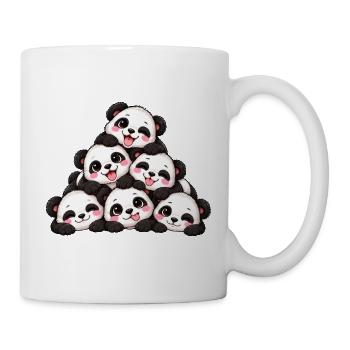 Süße Pandas Freunde Kuscheln Cartoon - Tasse - Weiß - Rechts