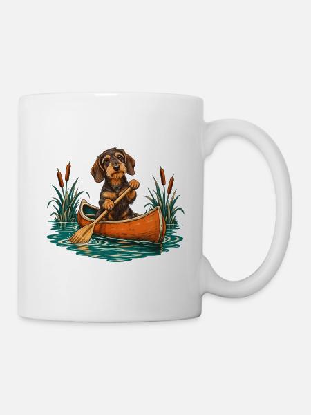 Dackel im Kanu - Tasse - Weiß