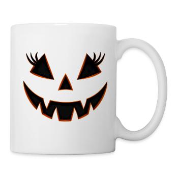 Kürbisgesicht mit Orange Rand - Tasse - Weiß - Rechts