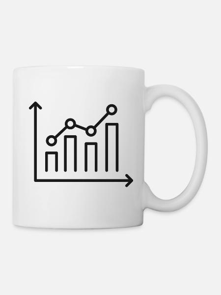 Zeilen-Symbol für Unternehmenswachstumsanalyse - Tasse - Weiß