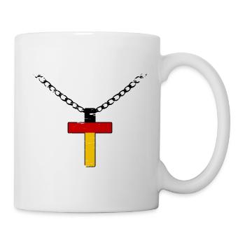 Deutschland Flagge mit Kreuz used - Tasse - Weiß - Rechts