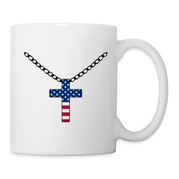 USA Flagge mit Kreuz - Tasse - Weiß - Rechts