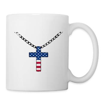 USA Flagge mit Kreuz used - Tasse - Weiß - Rechts