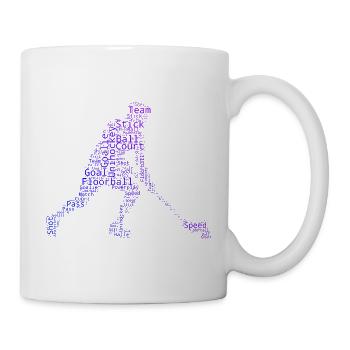 Geschenkidee für einen Floorball-Fan mit Stockball - Tasse - Weiß - Rechts