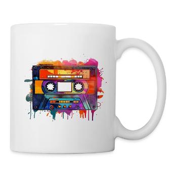 Retro-Kassetten-Audioband Vintage, 70er, 80er, 90er, - Tasse - Weiß - Rechts