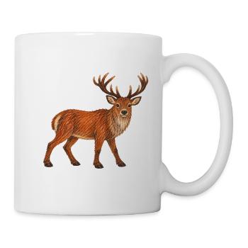 Rothirsch im Wald abgebildet - Tasse - Weiß - Rechts
