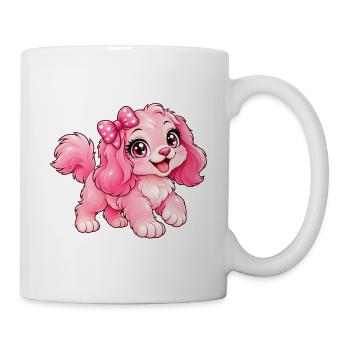 Kawaii Pink Puppy mit Schleife - Tasse - Weiß - Rechts