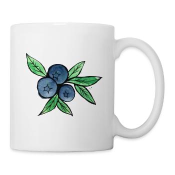 Blaubeer-Aquarellzweige - Tasse - Weiß - Rechts