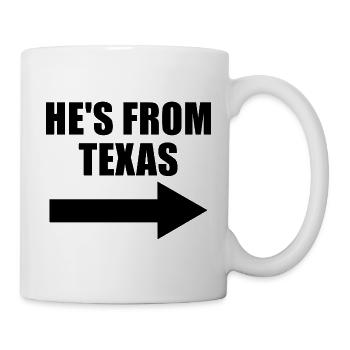 Er kommt aus Texas. Arrow Right Couples. Er kommt  - Tasse - Weiß - Rechts