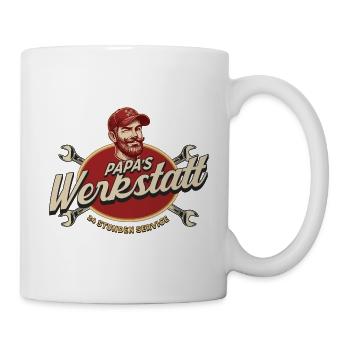 Papas Werkstatt 24h Service Heimwerker Geschenk - Tasse - Weiß - Rechts