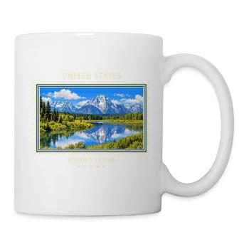 Vereinigte Staaten Grand Teton Vintage Reisemarke - Tasse - Weiß - Rechts