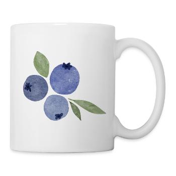 Aquarell Blaubeeren - Tasse - Weiß - Rechts