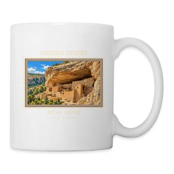 Vereinigte Staaten Mesa Verde Vintage Reisemarke - Tasse - Weiß - Rechts