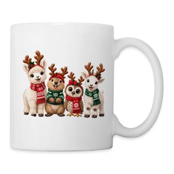 Lustige Weihnachtstiere mit Rentiergeweih - Tasse - Weiß - Rechts