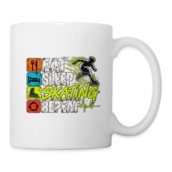 Inline Skating – Eat Sleep Skating Repeat - Tasse - Weiß - Rechts
