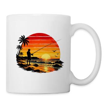 Sunset Fisherman-Silhouette - Tasse - Weiß - Rechts