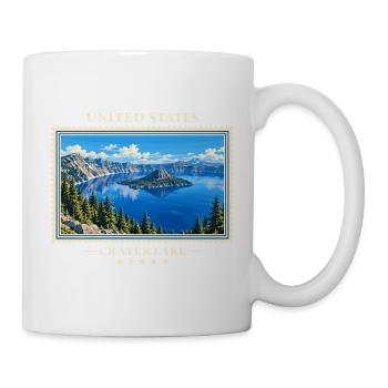 Vereinigte Staaten Crater Lake Vintage Reisemarke - Tasse - Weiß - Rechts