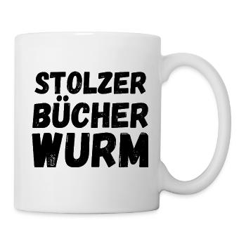 Stolzer Bücherwurm Humor - Tasse - Weiß - Rechts