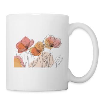 Filigrane Blüten über Pastellfelsen - Tasse - Weiß - Rechts