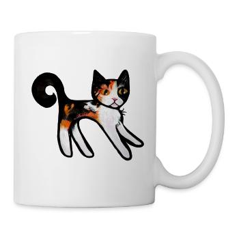 Calico Verspielte Katzen-Silhouette - Tasse - Weiß - Rechts