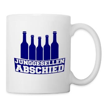 Junggesellenabschied Bierflaschen Silhouette - Tasse - Weiß - Rechts