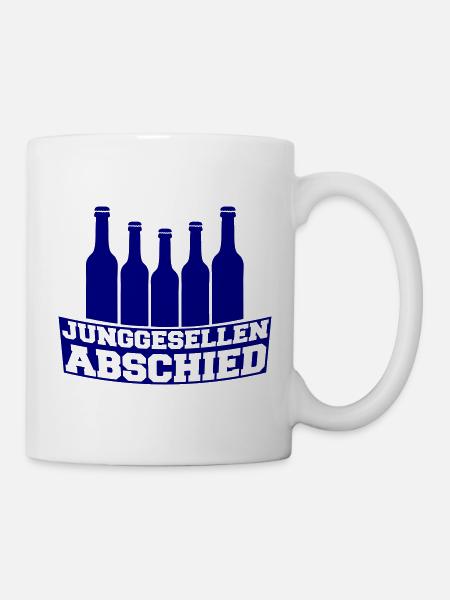 Junggesellenabschied Bierflaschen Silhouette - Tasse - Weiß