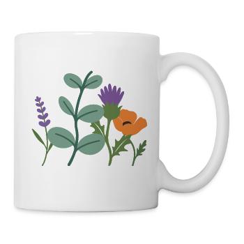 Mohn Blumen Lavendel Distel - Tasse - Weiß - Rechts