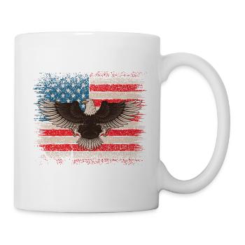 Weißkopfseeadler USA Flagge Amerikanischer Adler  - Tasse - Weiß - Rechts