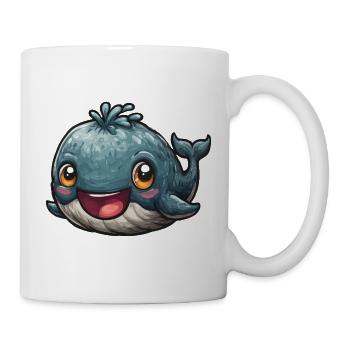 Kuschelige Blauwal-Illustration - Tasse - Weiß - Rechts