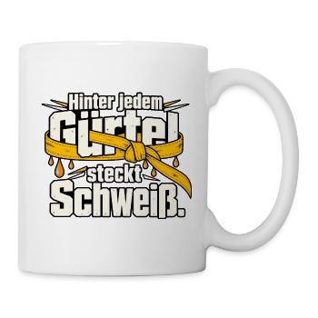 Kampfsport Gürtelprüfung Schweiß Disziplin - Tasse - Weiß - Rechts