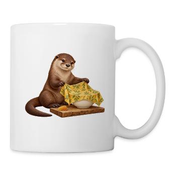 Otter faltet ein Bienenwachstuch - Tasse - Weiß - Rechts