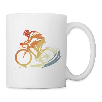 Vintage Fahrradfahrer Zeichnung - Tasse - Weiß - Rechts