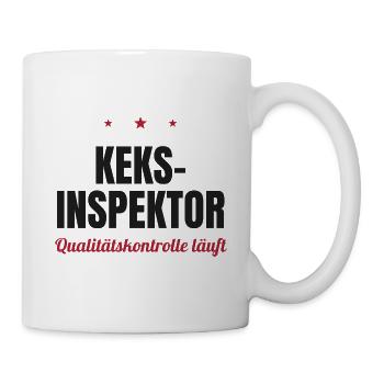 Keks-Inspektor – Qualitätskontrolle läuft - Tasse - Weiß - Rechts