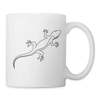 Strichzeichnung Gecko - Tasse - Weiß - Rechts