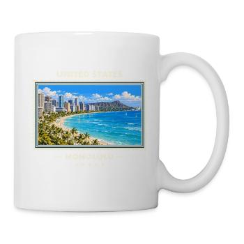 Vereinigte Staaten Honolulu Vintage Reisemarke - Tasse - Weiß - Rechts