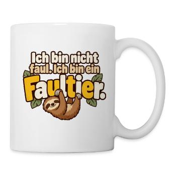Faultier Spruch Humor Gemütlichkeit - Tasse - Weiß - Rechts
