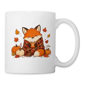 Süßer Fuchs mit Tee Gemütliches Herbst Design - Tasse - Weiß - Rechts