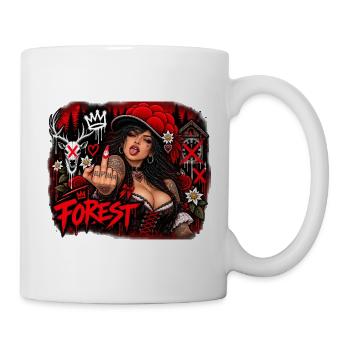 Forest Gothic Frau Im Düsteren Wald Mit Roten - Tasse - Weiß - Rechts