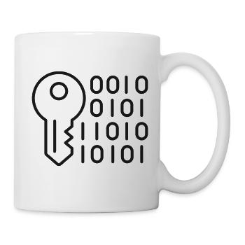 Digital-Schlüssel-Verschlüsselungslinien-Symbol - Tasse - Weiß - Rechts