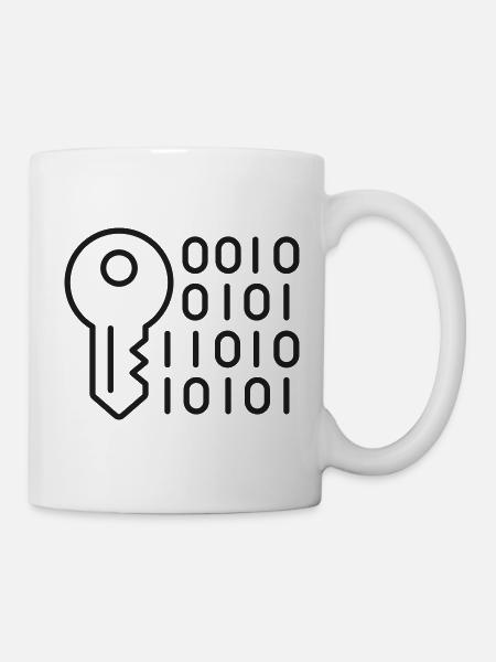 Digital-Schlüssel-Verschlüsselungslinien-Symbol - Tasse - Weiß