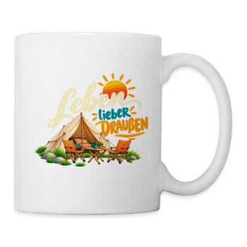 Leben Draußen Camping Vibes - Tasse - Weiß - Rechts