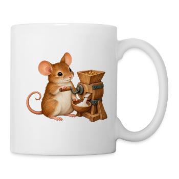 Maus mahlt Getreide - Tasse - Weiß - Rechts