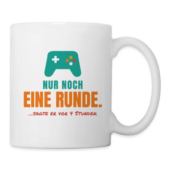 Nur noch eine Runde – Gamer Spruch - Tasse - Weiß - Rechts