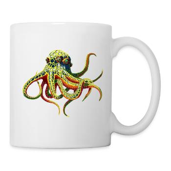 Neon-Oktopus  - Tasse - Weiß - Rechts